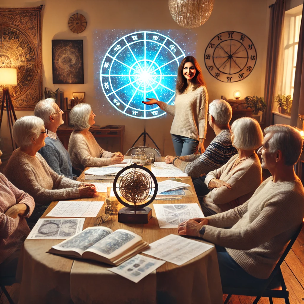 artistic image of a class with astrologer kelly davidson